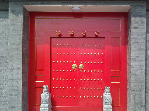 西秀中国传统四合院系列朱红色中式木制大门木作